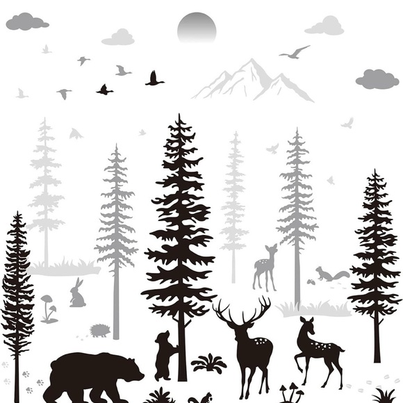 Other - Nursery Wall Decals Forest Deers Wall Stickers Bears Pine Tree Wall Decals (003)